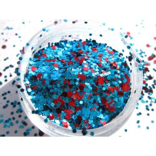 Mixed Red & Blue Solvent Resistant Glitter for Gel Nail Art Nail Polish Resin Craft ,Phone case Decorate G548