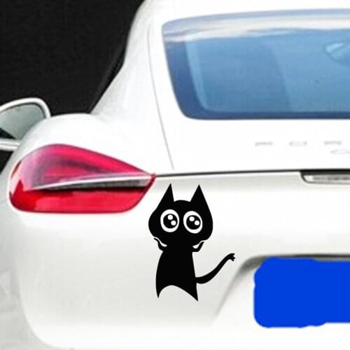 Car-styling car Decorative Sticker Personality kitten Cartoon Cat Back Post Stall Carving Reflect Light Body Decal