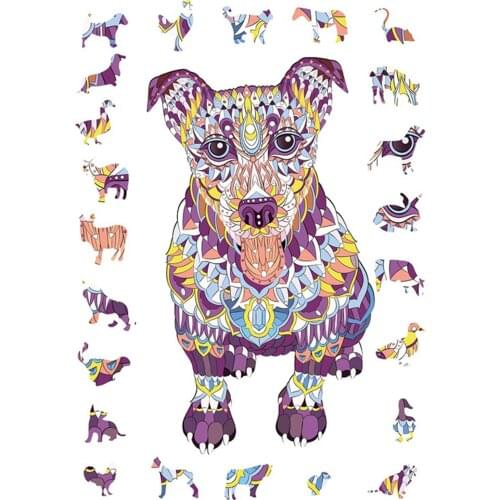 3D Unique Wooden Puzzles Jigsaw For Adults Wooden Dog Shaped Jigsaw Puzzles Educational Puzzle Toys