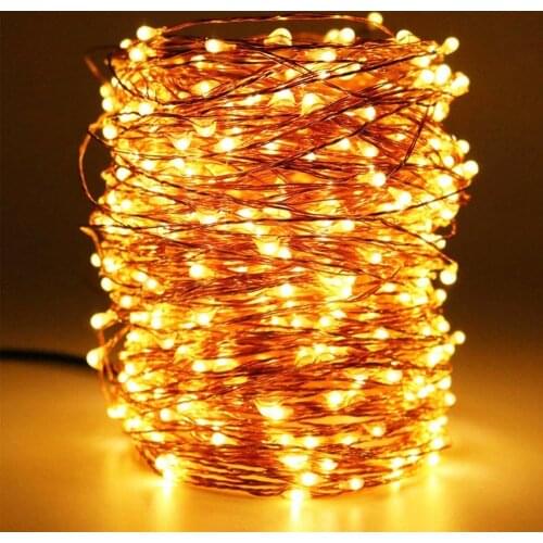 USB 5-20M 50-200LEDs LED Copper Wire String Fairy Light Waterproof Indoor Outdoor Christmas Festival Decoration 1-4Pack D30