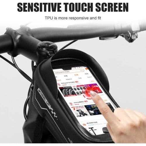 Wheel Up MTB Black Bike Bag Touchscreen Cycling Waterproof Top Tube Phone Case Bicycle Bags Panniers 190x105x100mm 1.5L Bags