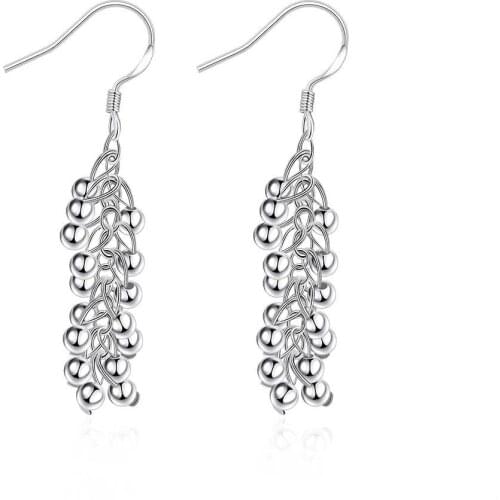 ZEMIOR New Silver Color Grape Beads Creative Design Earrings For Women High Quality Retro Simple Fashion Jewelry Best Selling