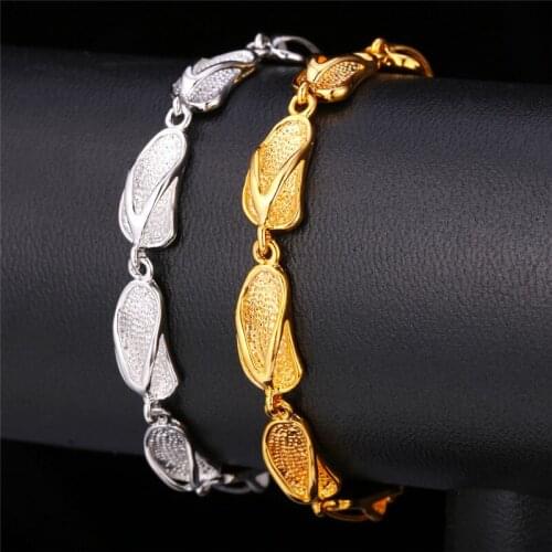 Kpop Slipper Bracelets Women Jewelry Gold/Silver Color Sand-Beach Slippers Trendy Summer Women Chain Bracelets H223