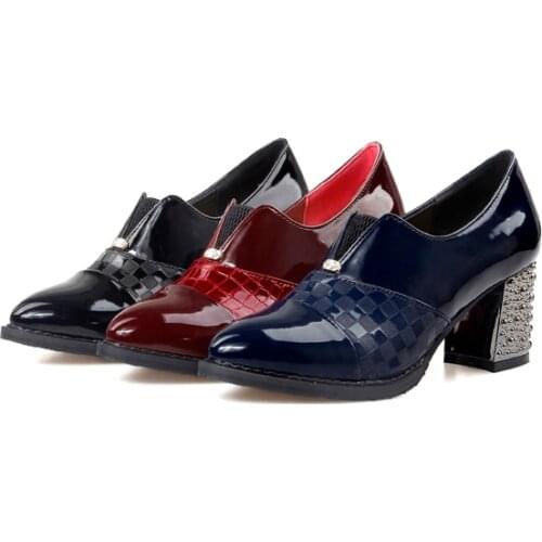 PQECFS Big size 31-48 high quality spring & autumn fashion women mixed colors sequined med heels oxfords 3 colors