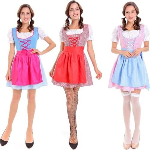 Women German Oktoberfest Beer Girl Costume Bavarian Beer Maid Dirndl Wench Fancy Dress halloween costume