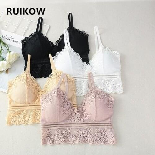 Women Summer Sexy Lace Tube Top with Thick Chest Pad Anti-Glare Underwear Bras Beautiful Back without Steel Ring Camisole Female