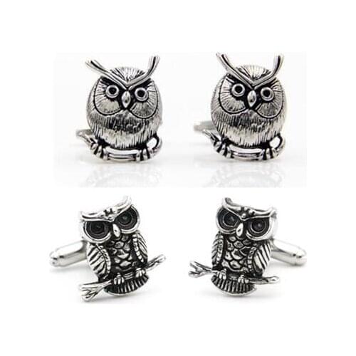 10pairs/lot Cute Owl Cufflinks Animal Bird of Night Cuff Links Copper Shirt Cuff Button Mens Jewelry Accessory Fashion Gift