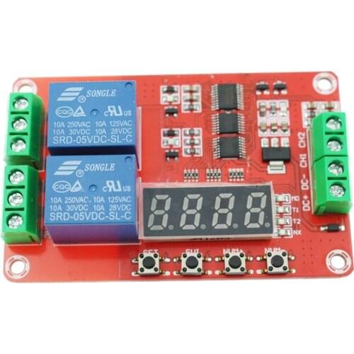 2 Way Electromagnetic Relay Module Delay/Self-Locking/Cycle/Timing PLC Control Time Relay Module