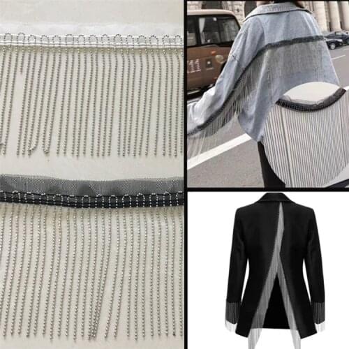 2Yards Fringed Copper Chain Beaded Lace Handmade Macrame Lace Clothes Bags Shoes And Hats Headscarf Tassel Lace Trim Decoration