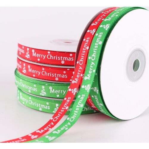 220*1cm Merry Christmas Double Sided Printed Ribbon For Decorate Christmas Tree Wrapping Christmas Gifts