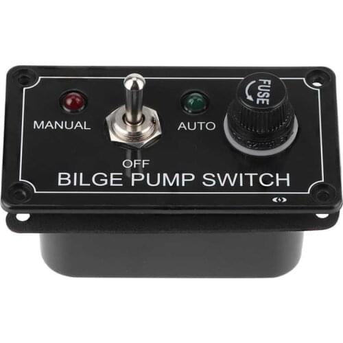 3-Way Toggle Switch Panel Manual-Off-Auto Bilge Pump Switch with Fuse LED Indicator for RV Marine Yacht LED Toggle Switch