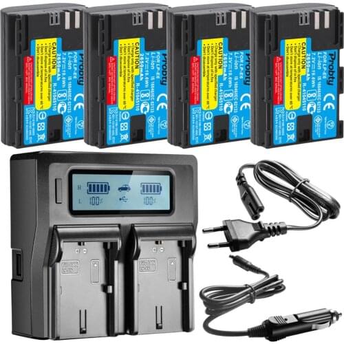 4Pcs 2650mAh LP-E6 LP-E6N LP E6 E6N Battery + Rapid LCD Charger for Canon EOS 5D Mark II III 7D 60D 6D