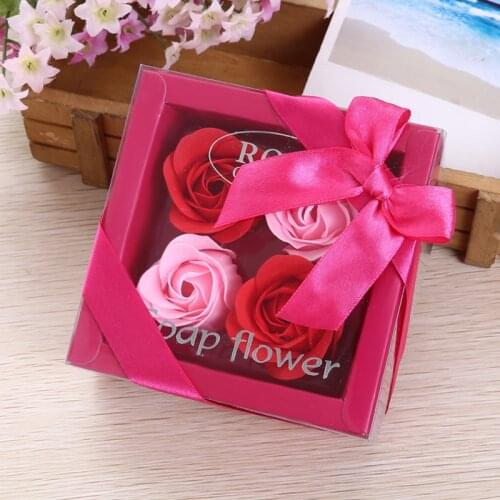 4pcs Valentines Day Gift for Boyfriend Rose Flower Soap Wedding Gifts for Guests Present Bridesmaid Gift Party Favors Souvenirs