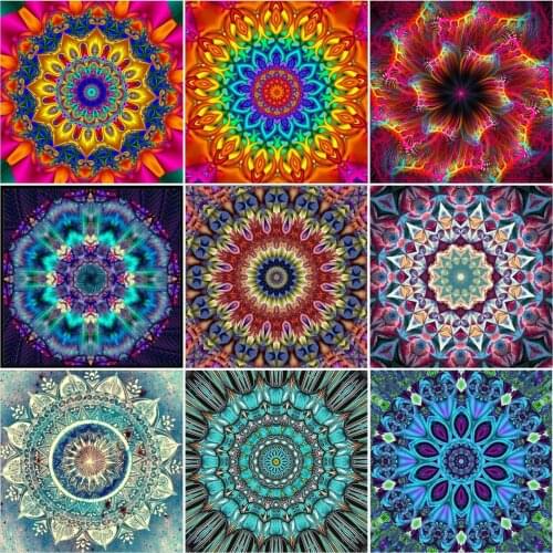 AZQSD Diamond Embroidery Mandala Mosaic Rhinestones Full Square Diamond Painting Flower Cross Stitch Handmade Home Decor Gift
