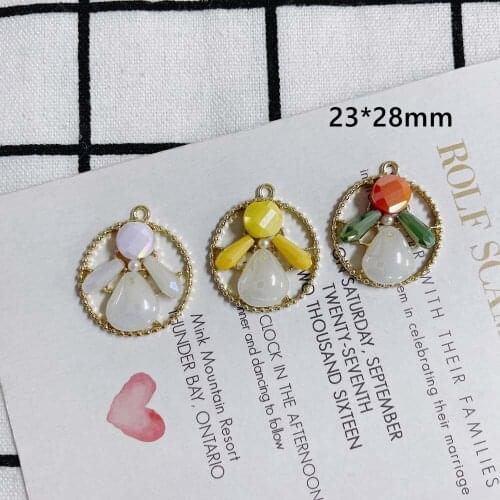 Free Shipping 18pcs 23*28mm Colorful Crystal Rhinestone Paved Geometry Round Jewelry Necklace Pendant Ornament Accessory Charms