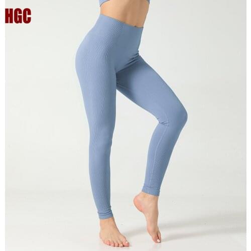 Seamless Solid Color Yoga Pants Women Sports High Waist Fitness Gym Sexy Running Tights Active High Elastic Trainer Leggings HGC