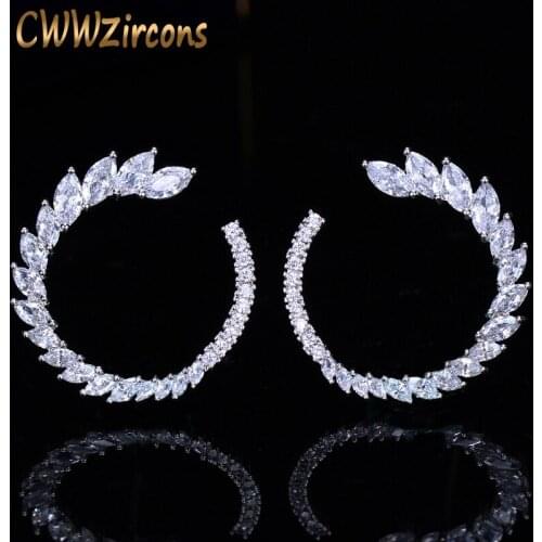 CWWZircons 2020 New Fashion Brand Earring Clear Round Shape Cubic Zirconia Stud Earrings for Women CZ Jewelry Gift CZ135