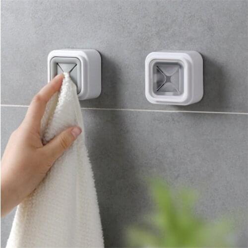 Punch Free Towel Plug Holder Bathroom Organizer Rack Kitchen Bathroom Towels Storage Wash Cloth Clip Bathroom Accessories