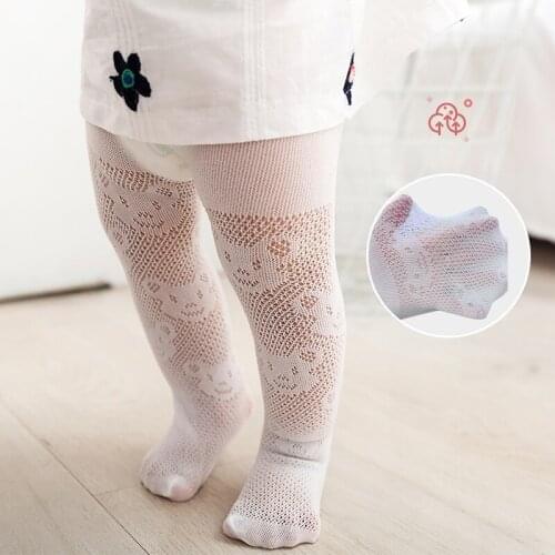 Childrens thin bear leggings girls mesh breathable anti-mosquito socks baby outer wear cotton snag-proof pantyhose summer