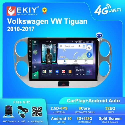 EKIY 1280*720 DSP Android 10 Autoradio For Volkswagen VW Tiguan 2010-2017 Car Radio Navigation GPS Multimedia Player Stereo 2din
