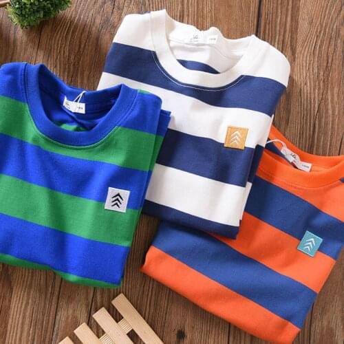 Boys short-sleeved t-shirt baby summer 2021 new childrens striped western casual top P111