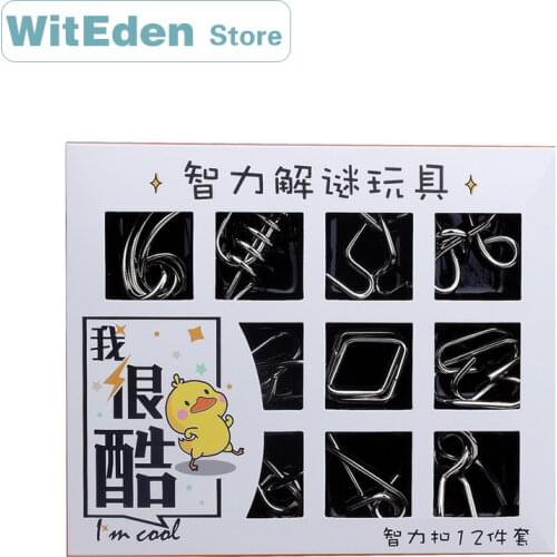 3D Metal Wire Puzzle 12PCS/Set ZHL 4 Types Classic Knot Intelligence Buckle Interlock Brain Teaser Antistress Educational Toys