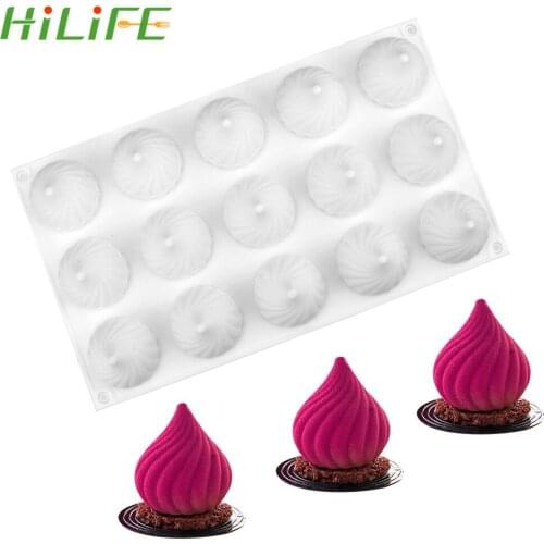HILIFE 15 Cavity DIY Buns-Shaped Dessert Mousse Bakeware Cake Decorating Tools Silicone Cake Mold Dessert Pastry Molds