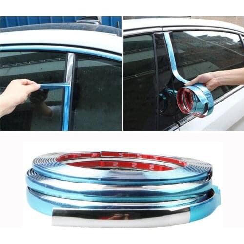 Chrome Moulding Trim Car Door Protector Stickers Strip Bumper Grill Car Anti-Collision Tape Door Edge Guard Plate Bright Sticker