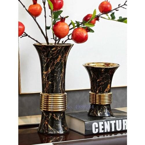 Creativity Ceramics Vase Golden Marbling Modern Home Flower Accessories Flower Vases Decoration Accessories for Wedding
