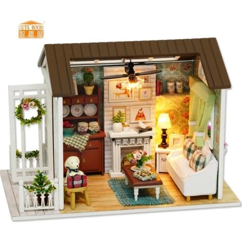 Furniture DIY Doll House Wodden Miniatura Doll Houses Furniture Kit Handmade Assemble Dollhouse Toys For Children gift z008
