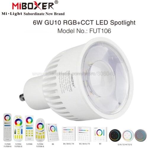 MiBoxer FUT106 6W GU10 RGB+CCT LED Spotlight AC 110V 220V Full Color Smart Bulb WiFi Remote Alexa Google Home Voice Control