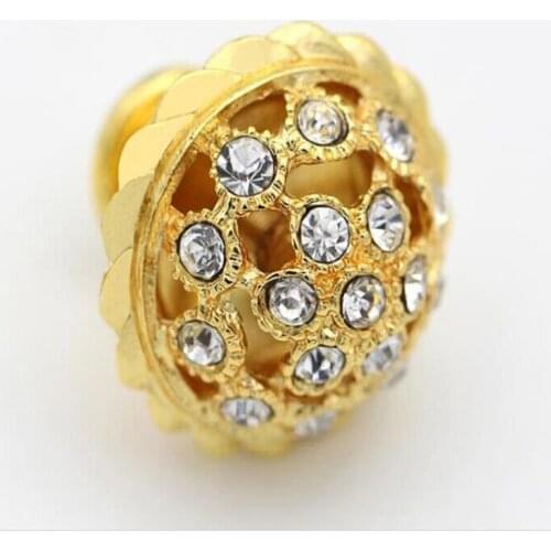 Fashion luxury24K gold glass diamond handle Furniture decorative pulls K9crystal wine cabinet cupboard wardrobe pull single knob