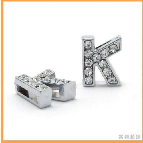 FASHIONAL! 8mm 50pcs *K* Slide letters Wear letters Fit Wristbands or Pet Collar DIY Accessories
