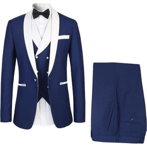Custom Mens West Slim Mens Ceremony Clothes Mens Prom Costumes Wedding Groom Blazer Masculino 3 Pieces Jacket + Pants + Vest