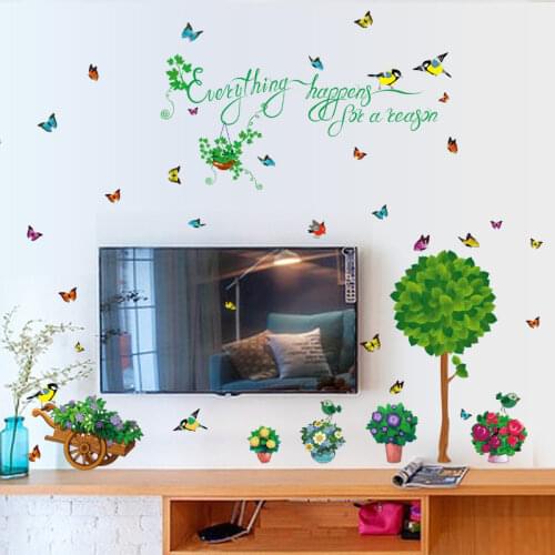 PVC Wall Poster Green Home Tree Wall Stickers Living Room Bedroom TV Background Home Decoration Waterproof Self Adhesive Decals