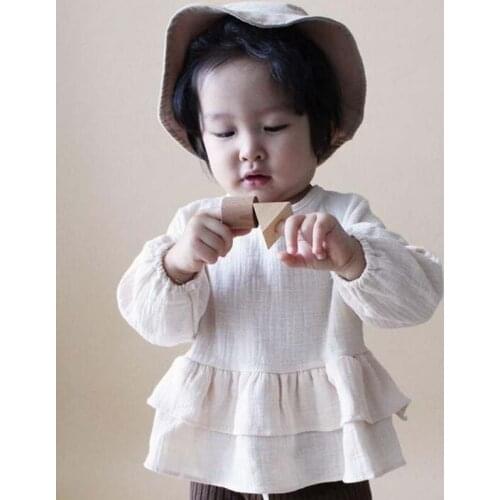 New 2019 Autumn Children Baby Kids Girls Boys Long Sleeve Tops Children Toddler Girls Guys Linen O -neck Casual T -shirts