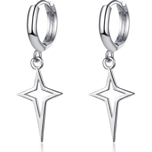 New Simple Fashion Rock Punk Hiphop Stars Cross Pendant For Women Men Circle Dropping Metal Earrings Piercing Jewelry Mujer Moda