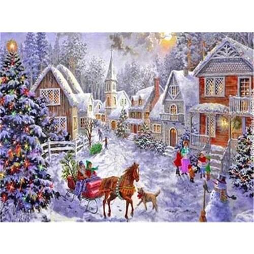 Landscape Winter Snow Scenery DIY 11CT Embroidery Cross Stitch Kits Craft Needlework Set Cotton Thread Printed Canvas Sale