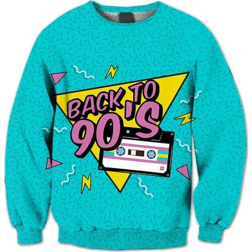 REAL American US SIZE Back to the 90s. Cool Kids Era Sublimation Print Plus Size Crew Neck Sweatshirt