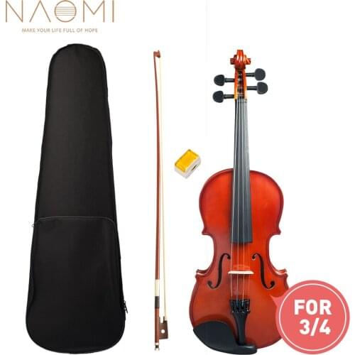 Naomi 3/4 Violin High Gloss Finishing Violin Student Violin W/Case+Bow+Rosin For Biginner Violin Learner Natural Color Violin