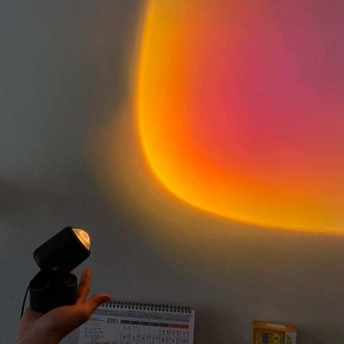 Led Night Light USB Rainbow Sunset Projector Light Coffee Shop Bar Atmosphere Lamp Background Bedroom Wall Decor Dropshipping