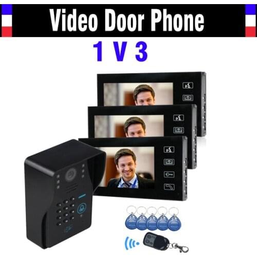 7" LCD Touch Key Video Door Phone Intercom System with IR Camera & Code Keypad RFID Access Control Video Doobell kit