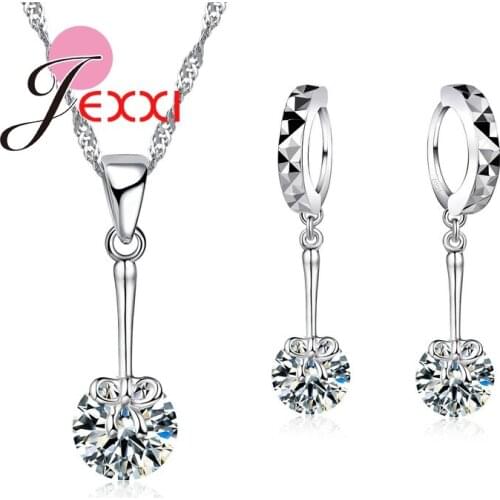 Girls Cubic Zircon Jewellery Accessories 925 Sterling Silver Bow Dangle Earrings Necklace Fashion Pendant Jewelry Sets
