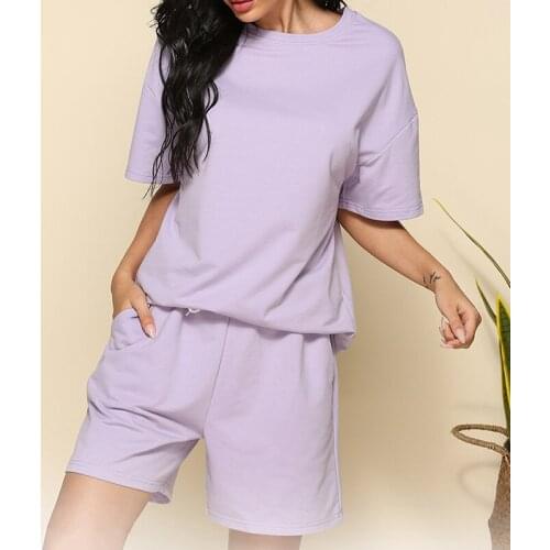 Ladies Quality Oversized T-Shirts High Waist Pants Solid Color For Female Women Clothing Women Tracksuits Women Casual Outfits