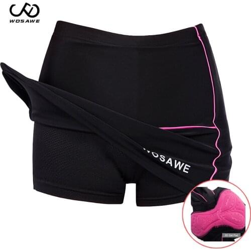 WOSAWE Women Cycling Shorts Skirts Gel Padded Gel Black Underpant Bicycle Bike Underwear Downhill MTB female Ladies skirt Shorts