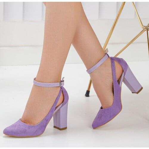 Lillian Women High Heel Suede Lilac 13 Color Lady Sexy Stilettos Pointy Toe Slip On Pumps Office Elegant Shoes Size 34-43