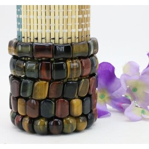 Multicolor tiger stone elastic bracelet DIY stone multi element collocation women beautiful jewelry five shapes can be selected