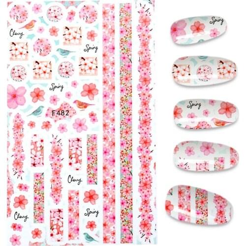 1pcs Flower Nail Stickers Nail Decals 3D Dried Flower Leaf Slider Nail Decoration Manicure Adhesive Tattoo