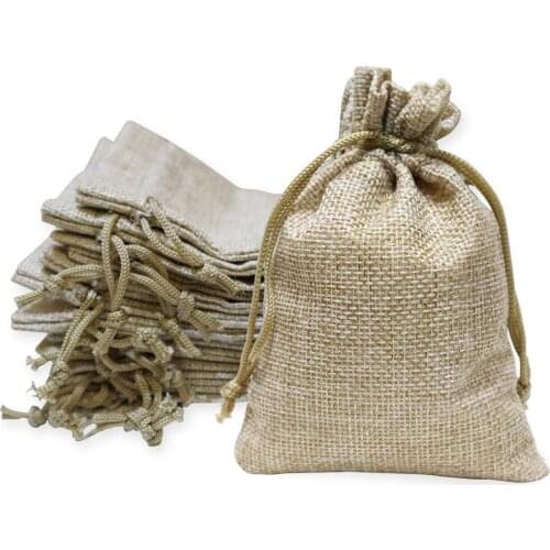 40 Pieces Burlap Bags with Drawstring, 13cmx10cm Burlap Drawstring Gift Bag Jewelry Pouches for Wedding and Party Favors, DIY