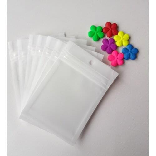 500pcs 10.5*15cm White/Clear Self Seal Zipper Plastic Packaging Poly Bag Pearl Film Ziplock Jewelry Bags Package With Hang Hole